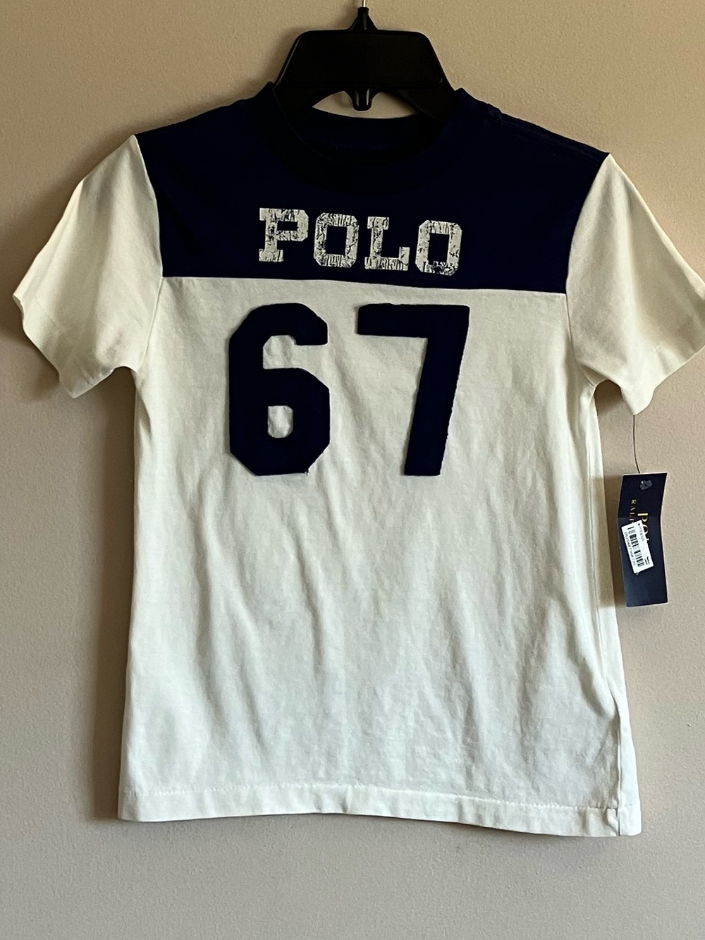 Ralph Lauren Polo Colorblock 67 Graphic Tee - Navy & White size 5